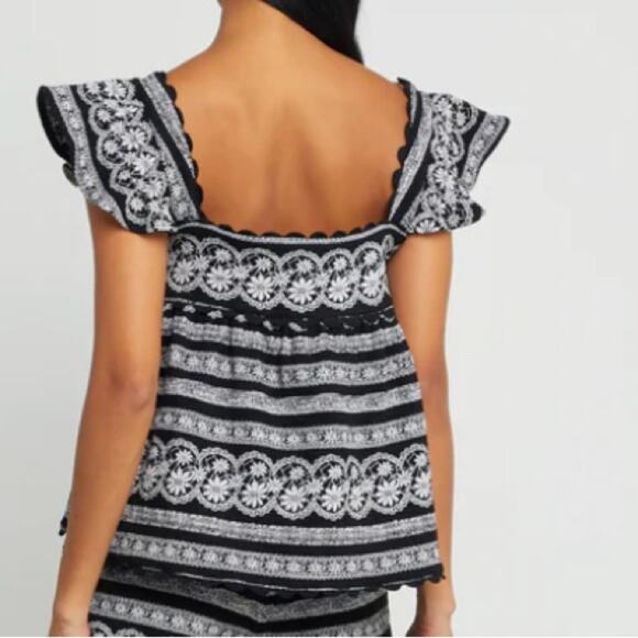 Kourt Embroidered Black Scalloped Top size medium Boho size medium - Picture 2 of 10